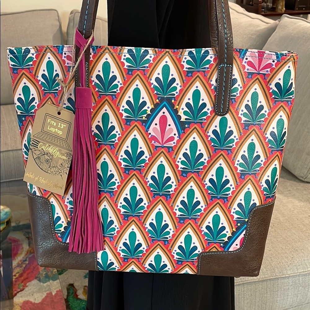 Catchfly Art Deco Tote Bag with Laptop Pocket